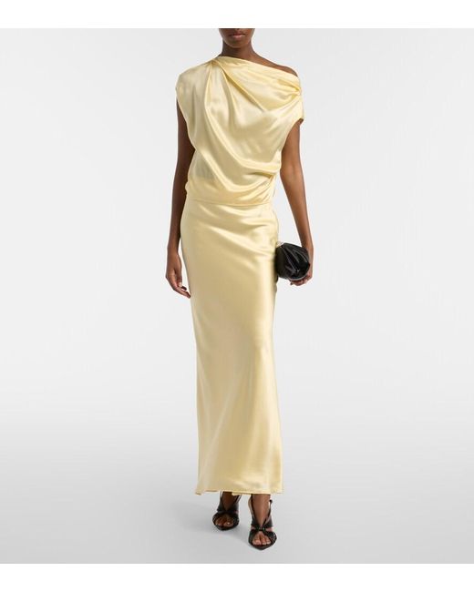 The Sei Metallic Draped Silk Satin Top