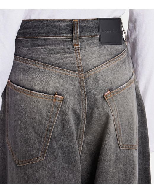 Acne Gray 2023 Distressed Wide-Leg Jeans