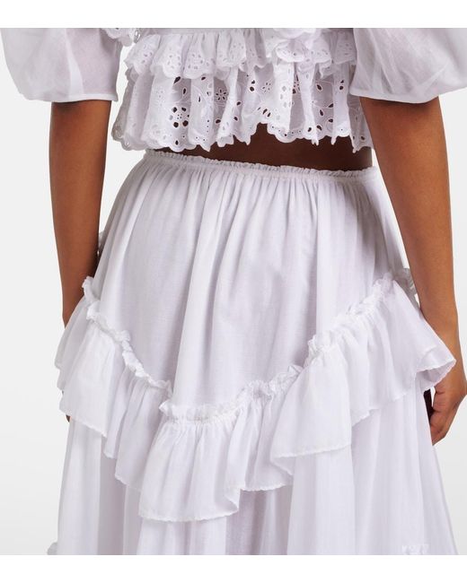 Chloé White Cotton Midi Skirt