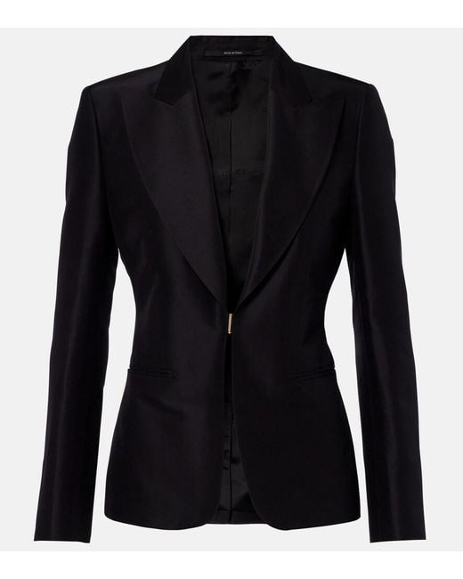 Gucci Black Silk Faille Blazer