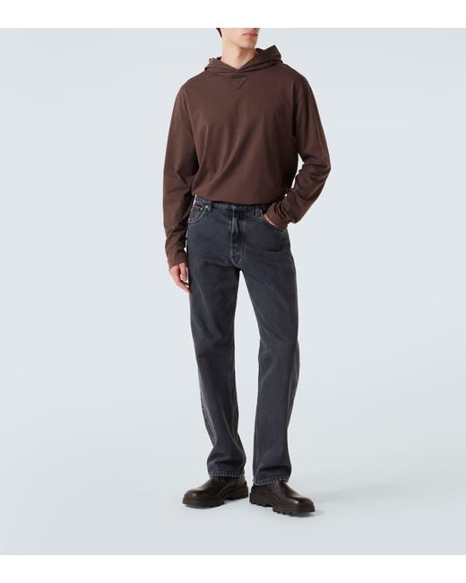 Prada Hoodie Aus Baumwolle in Brown für Herren