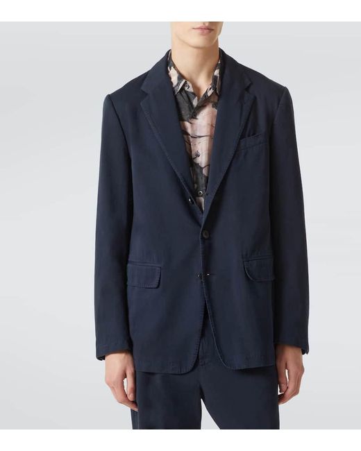Camisa De Algodon Bordada Dries Van Noten de hombre de color Blue