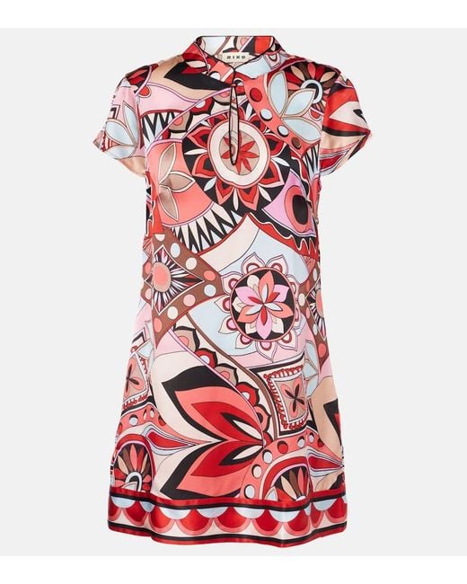 Rixo Red Bedrucktes Minikleid Aus Seide