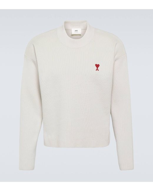 AMI White Ami De Cour Cotton-blend Sweater for men