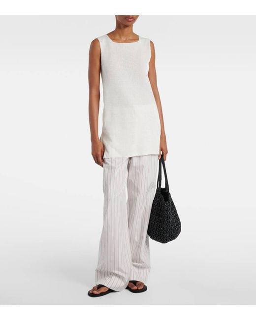 Top Jaylen En Lin Et Coton Melanges The Row en coloris White