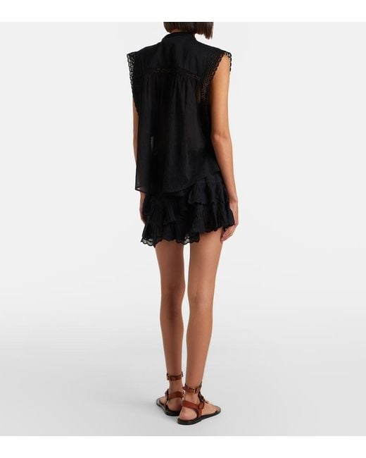 Isabel Marant Black Jocadia Broderie Anglaise Cotton Shorts