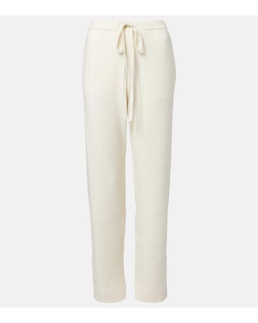 God's True Cashmere White Embellished Cashmere Wide-Leg Pants