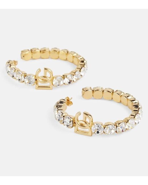 Dolce & Gabbana Metallic Embellished Hoop Earrings