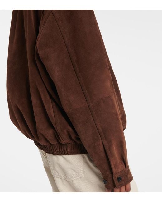 The Row Brown Roana Suede Bomber Jacket