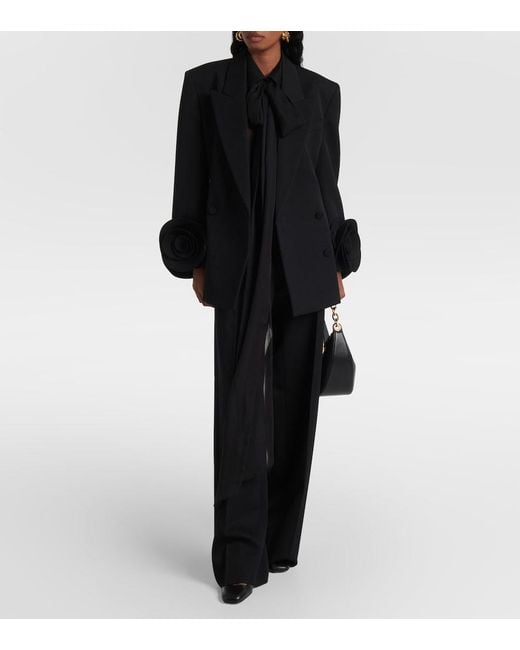Valentino Blue Grisaille Virgin Wool Straight Pants