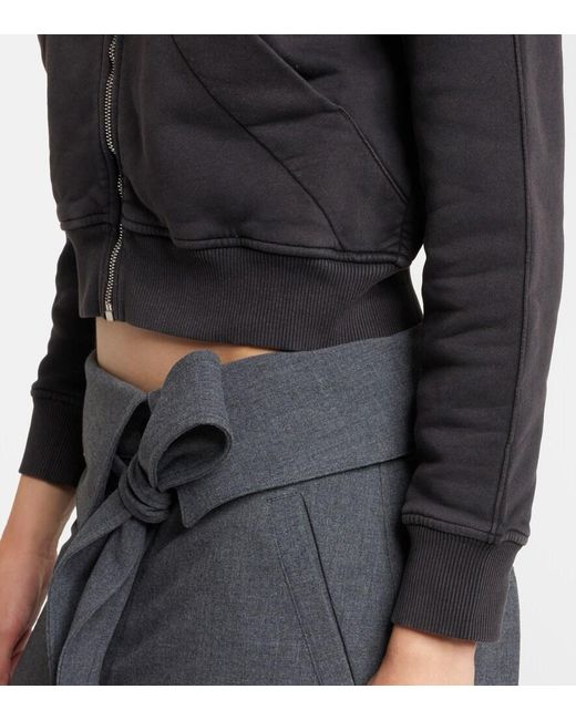 The Attico Black Cropped Cotton Sweatshirt