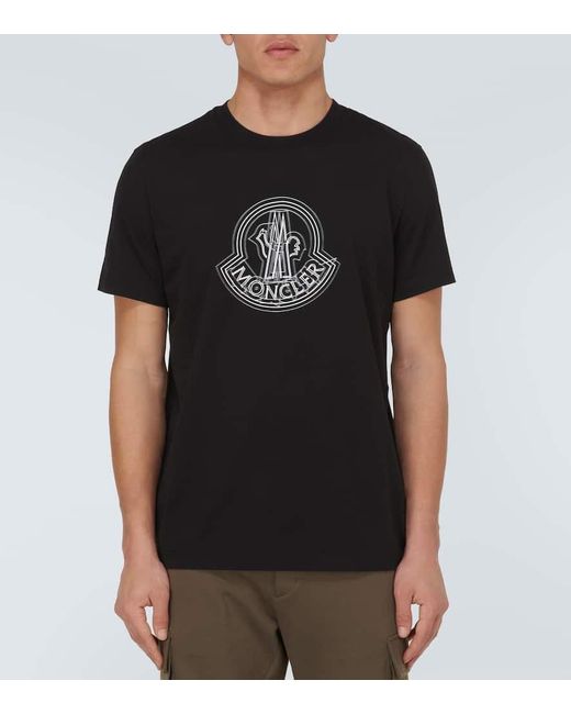 T-shirt in cotone con logo di Moncler in Black da Uomo