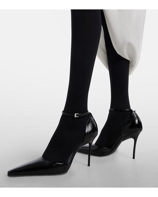 Alaïa Black D'Orsay 90 Patent Leather Pumps