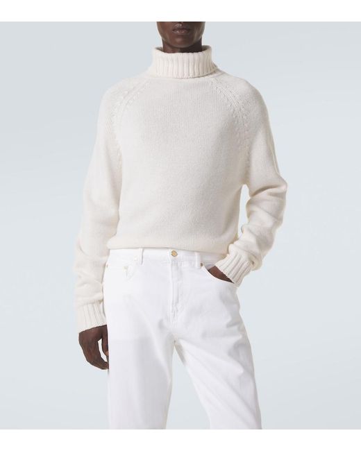 Umit Benan White Milano Wool Turtleneck Sweater for men