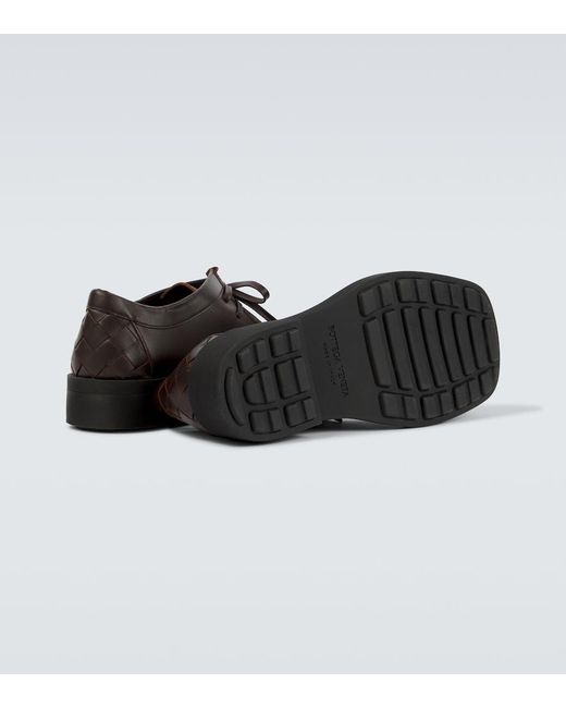 Bottega Veneta Black Ben Intrecciato Leather Lace-Up Shoes for men