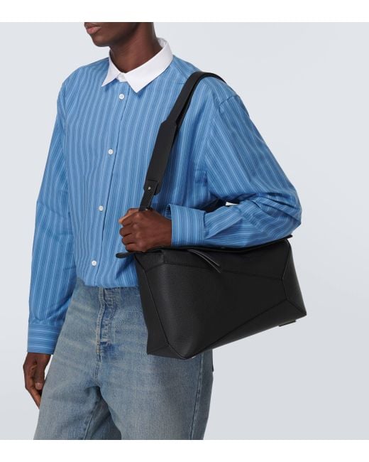 Loewe Black Puzzle Large Leather Tote Bag for men