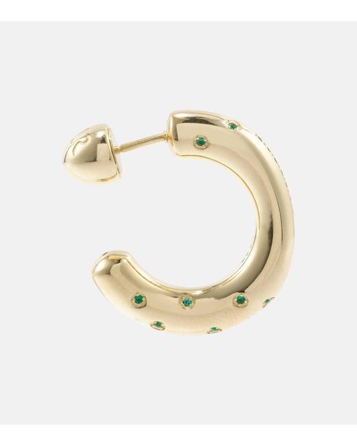 Lauren Rubinski Metallic Peggy 14kt Gold Hoop Earrings With Emeralds