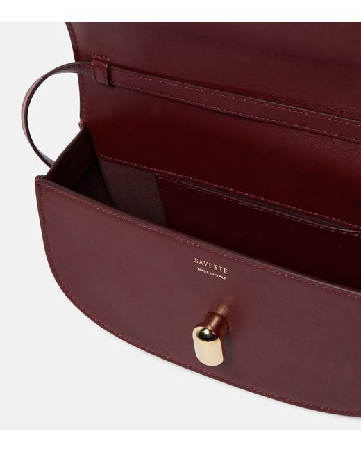 SAVETTE Red Tondo Crescent Leather Shoulder Bag
