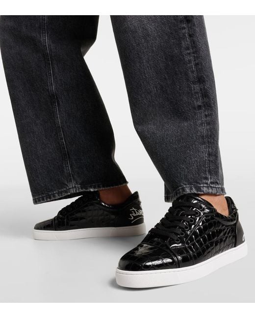 Christian Louboutin Black Fun Vieira Leather Low-Top Trainers