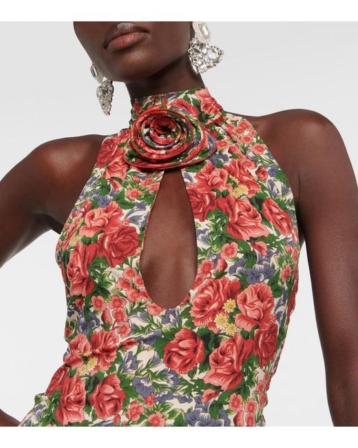Magda Butrym Red Floral Halterneck Top