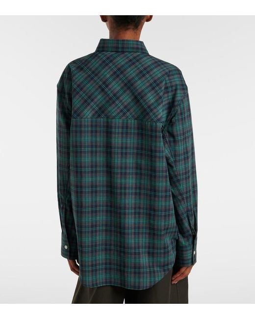 Rohe Green Checked Oversized Wool-Blend Shirt