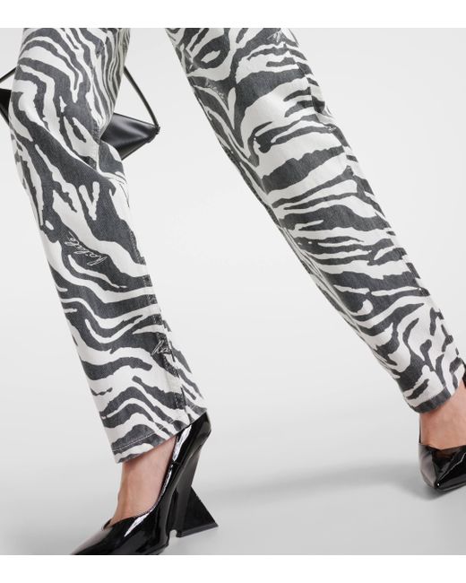 ROTATE BIRGER CHRISTENSEN White Betty Zebra-print Straight Jeans