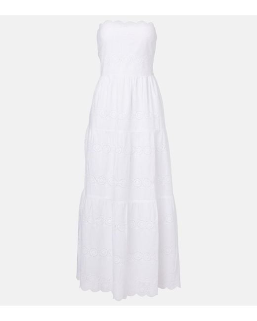 Melissa Odabash White Sophie Broderie Anglaise Cotton Maxi Dress