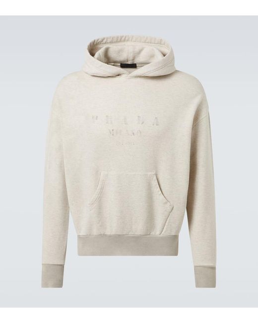 Sudadera Con Capucha De Algodon Prada de hombre de color White