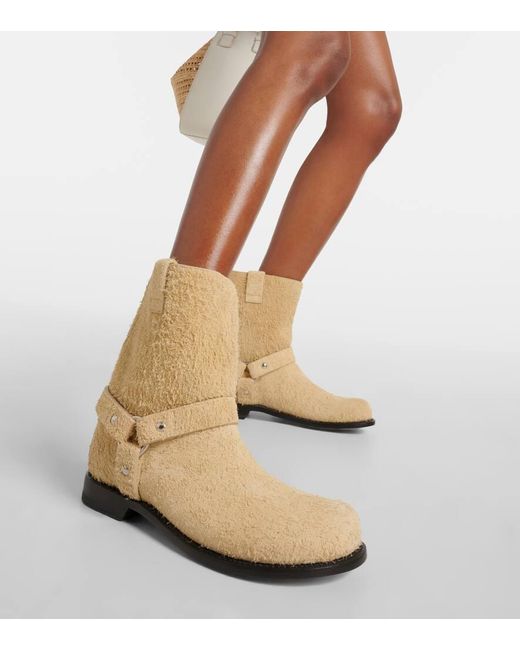 Loewe Natural Campo Brushed Suede Biker Boots