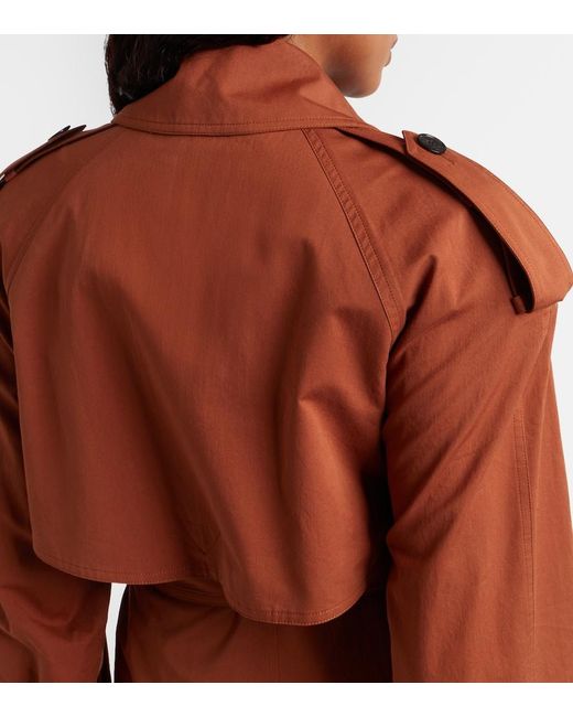 Saint Laurent Brown Oversized Cotton And Silk Trench Coat