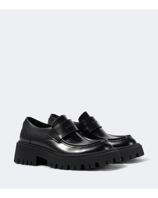 Balenciaga Black Tractor Leather Loafers for men