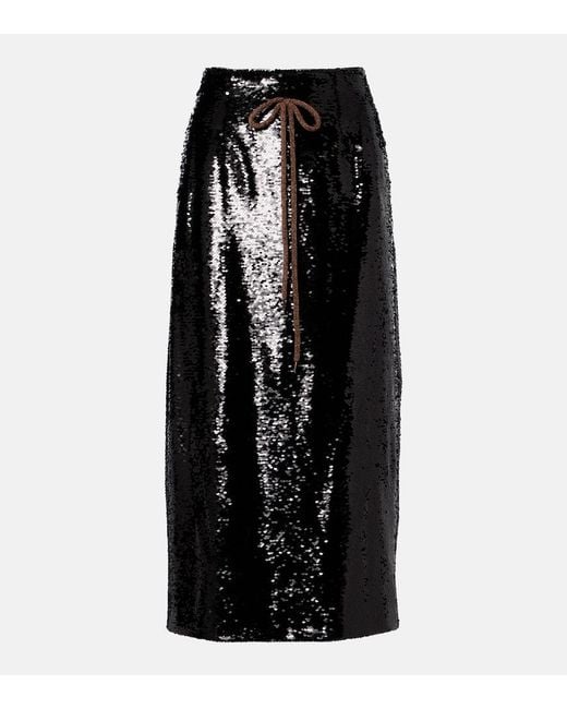 Simone Rocha Black Sequined Pencil Skirt
