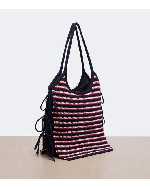 Miu Miu Purple Ivy Crochet Striped Shopper