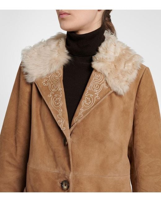 Abrigo Cienna De Ante Bordado Rixo de color Brown