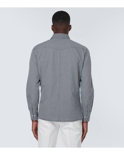 Camicia di jeans di Brunello Cucinelli in Gray da Uomo