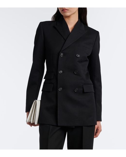 Nili Lotan Black Noah Double-Breasted Virgin Wool Blazer