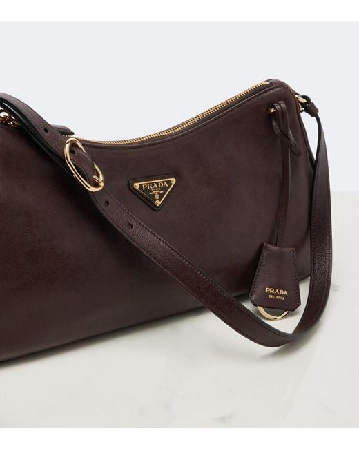 Prada Brown Aimee Large Leather Shoulder Bag