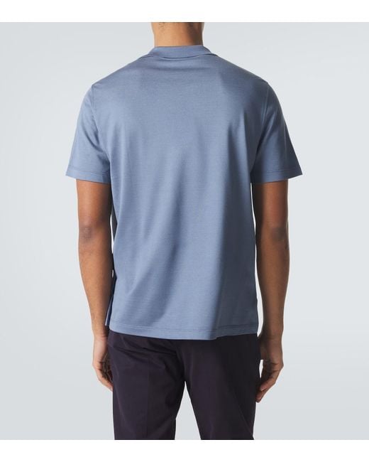 Brioni Blue Silk Polo Shirt for men