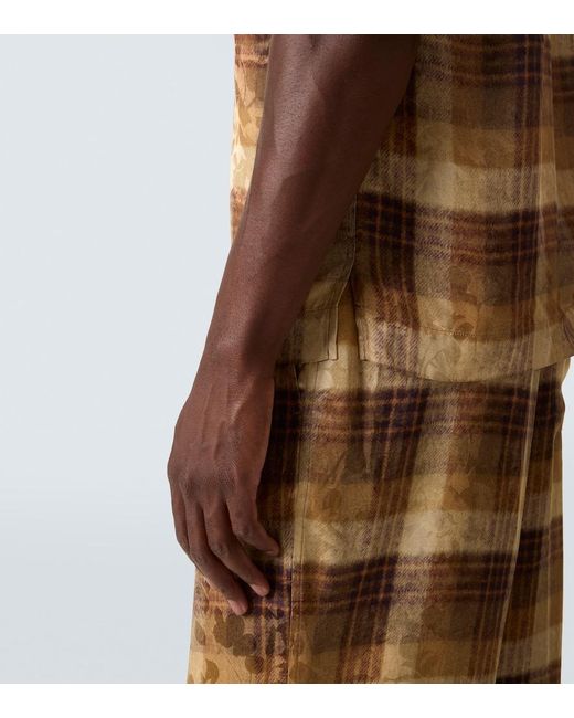 Dries Van Noten Brown Checked Jacquard Bowling Shirt for men