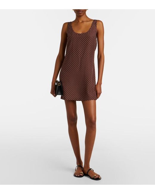 Posse Brown Evie Belted Polka-Dot Minidress