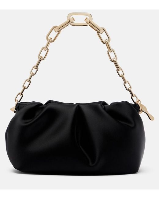 Christian Louboutin Black Eva Small Satin Shoulder Bag