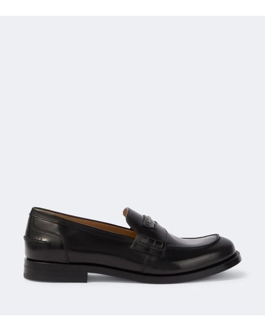 Fendi Black Ateneo Leather Penny Loafers for men