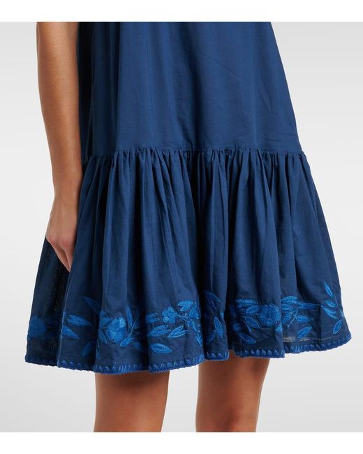 Juliet Dunn Blue Besticktes Minikleid Aus Chambray