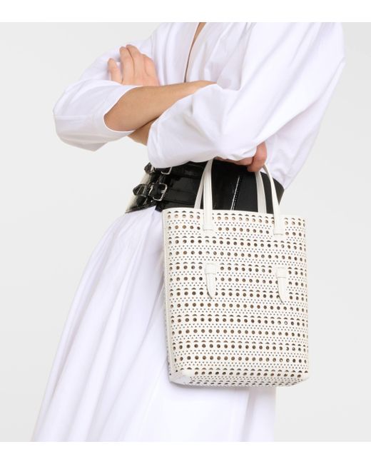Alaïa White Mina Ns Neo Vienne Leather Tote Bag