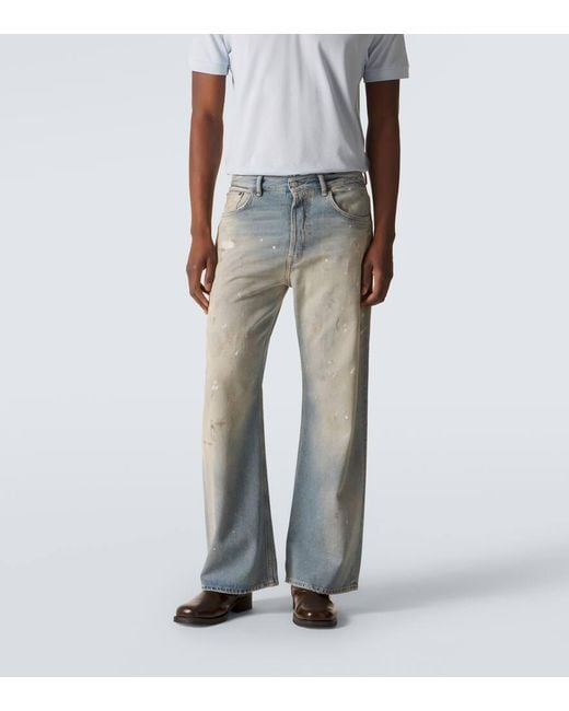 Acne Blue 2021M Distressed Wide-Leg Jeans for men