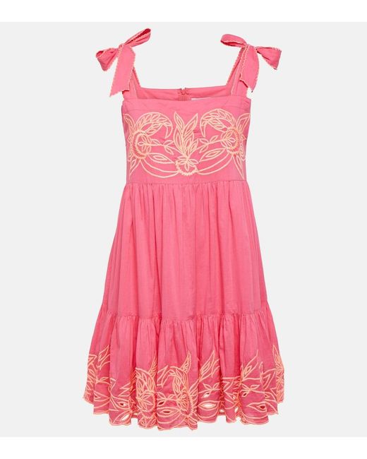Juliet Dunn Pink Colorblocked Cotton Minidress