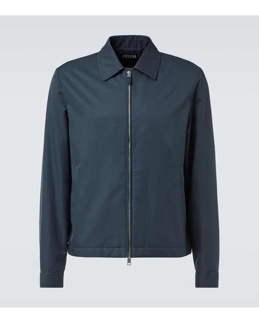 Zegna Blouson Mit Leder in Blue für Herren