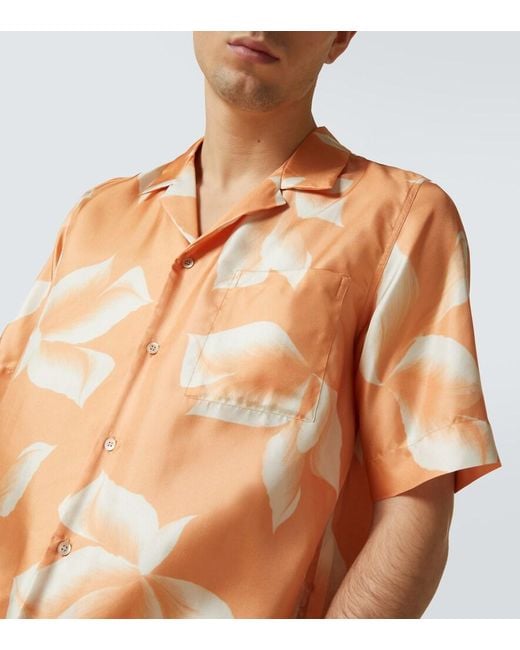 Dries Van Noten Orange Silk Shirt for men