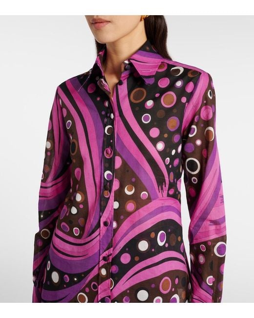 Emilio Pucci Pink Fontane Cotton Muslin Shirt