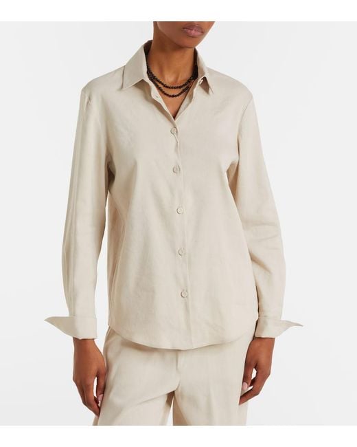 Max Mara Natural Badesse Linen-Blend Shirt